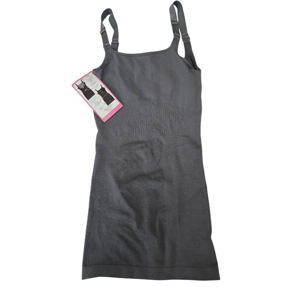 Seamless Shapewear Shaping Slip By Black Fuchsia Adjustable Straps M Charcoal Gr - Picture 5 of 5
